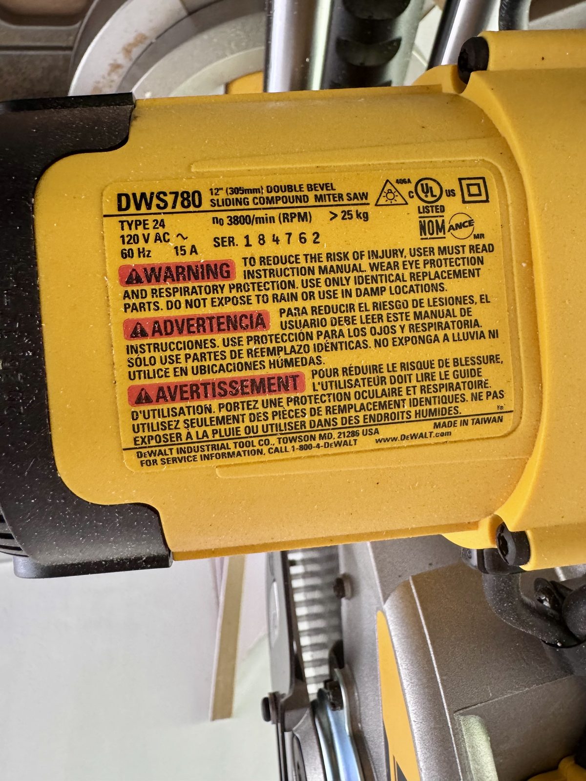 Sierra Ingletadora DeWalt DWS780 12" 3